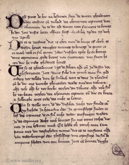 Br�gger Kontorordnung von 1354.  -   F�r eine gr��ere Darstellung klicken Sie bitte auf das Bild. 