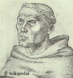 Martin Luther als Augustinerm�nch um 1520 auf einem Bildnis des Lucas Cranach dem �lteren.