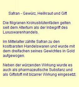Safran - Gew�rz, Heilkraut und Gift